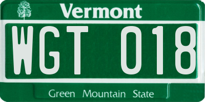 VT license plate WGT018