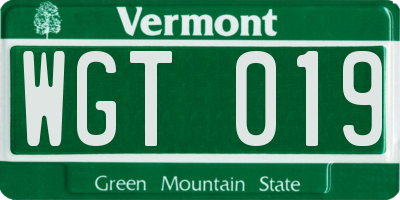 VT license plate WGT019