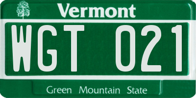VT license plate WGT021