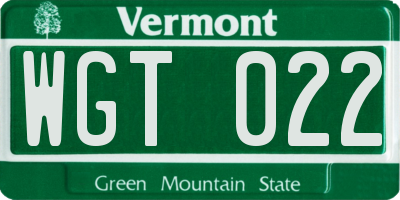 VT license plate WGT022