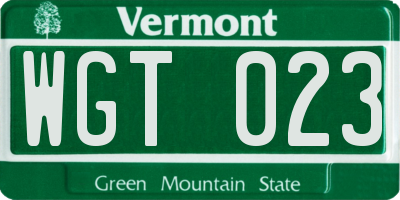 VT license plate WGT023