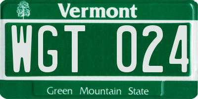 VT license plate WGT024
