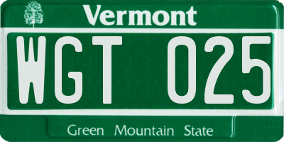 VT license plate WGT025
