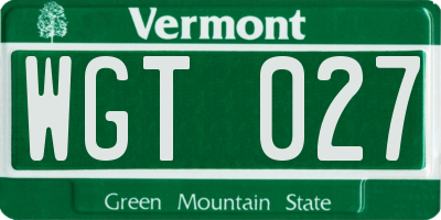 VT license plate WGT027