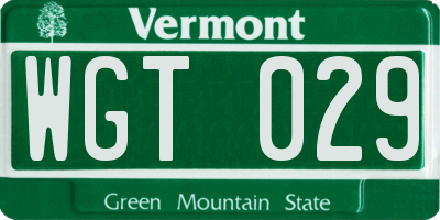 VT license plate WGT029