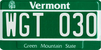 VT license plate WGT030