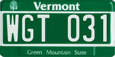VT license plate WGT031