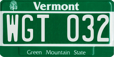 VT license plate WGT032