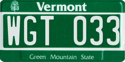 VT license plate WGT033