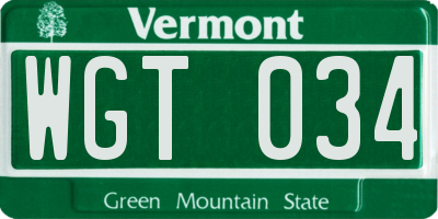 VT license plate WGT034
