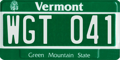VT license plate WGT041