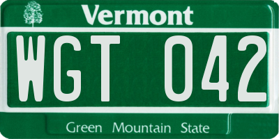 VT license plate WGT042