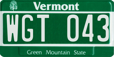 VT license plate WGT043