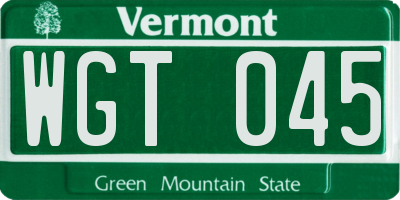 VT license plate WGT045
