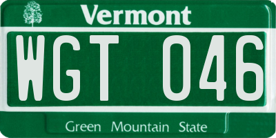 VT license plate WGT046