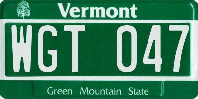 VT license plate WGT047