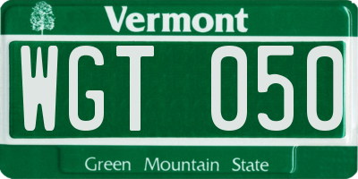 VT license plate WGT050
