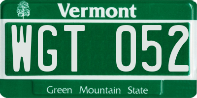 VT license plate WGT052