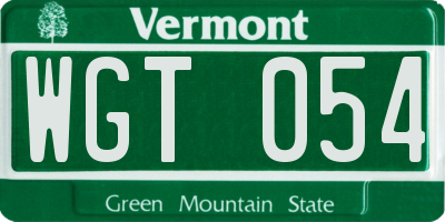 VT license plate WGT054