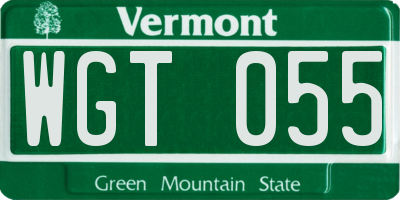 VT license plate WGT055