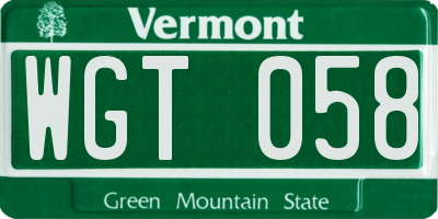 VT license plate WGT058