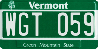 VT license plate WGT059