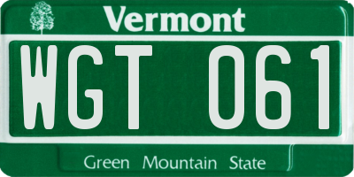VT license plate WGT061