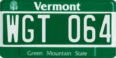 VT license plate WGT064