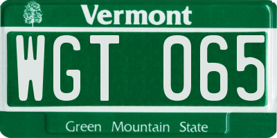 VT license plate WGT065