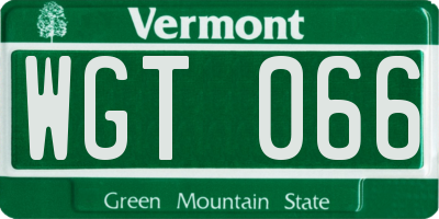 VT license plate WGT066