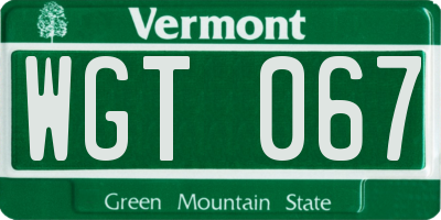 VT license plate WGT067