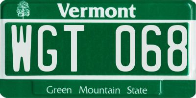 VT license plate WGT068