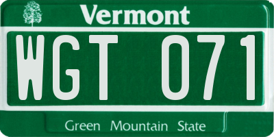 VT license plate WGT071