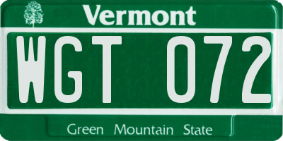 VT license plate WGT072