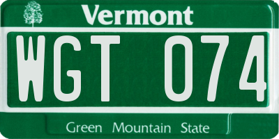 VT license plate WGT074