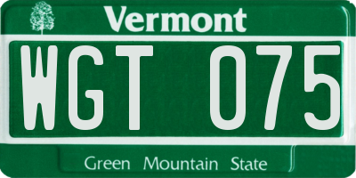VT license plate WGT075