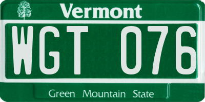 VT license plate WGT076
