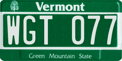 VT license plate WGT077