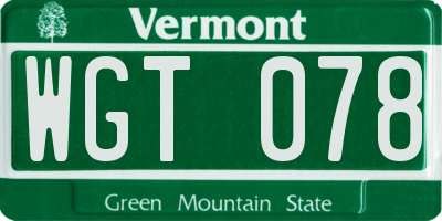 VT license plate WGT078