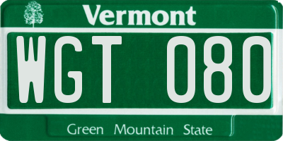 VT license plate WGT080