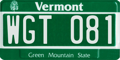 VT license plate WGT081