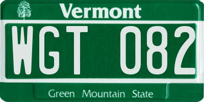 VT license plate WGT082