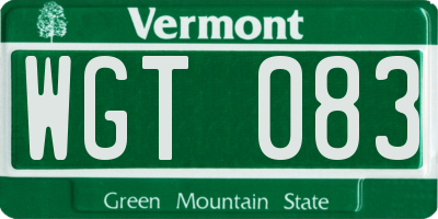 VT license plate WGT083