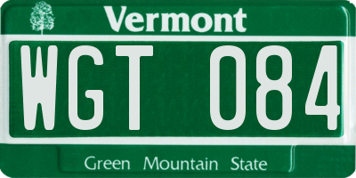 VT license plate WGT084
