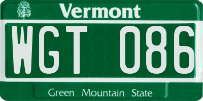 VT license plate WGT086