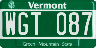 VT license plate WGT087