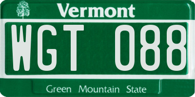 VT license plate WGT088