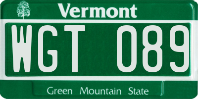 VT license plate WGT089