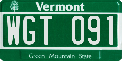 VT license plate WGT091