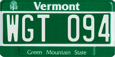 VT license plate WGT094